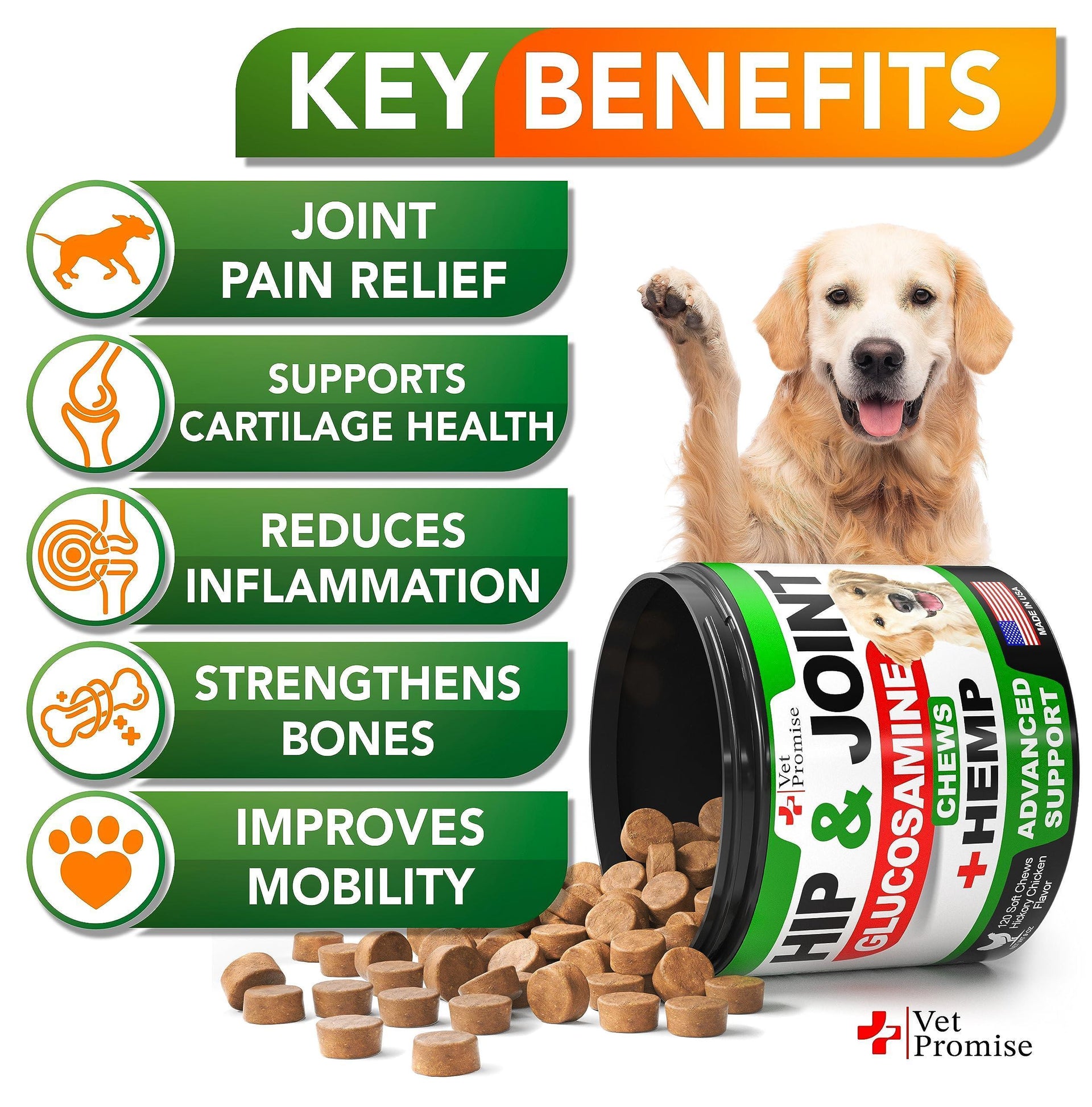 Hemp Hip and Joint Support Supplement for Dogs   Glucosamine for Dogs   Dog Joint Supplement   Hip and Joint Chews for Dogs with Chondroitin   MSM   Hemp Oil   Advanced Joint Care   Dog Pain Relief